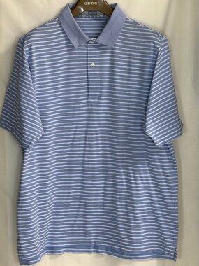 Carnoustie Men's Short Sleeves w/ Collar Striped Polo Shirt - Periwinkle - XL